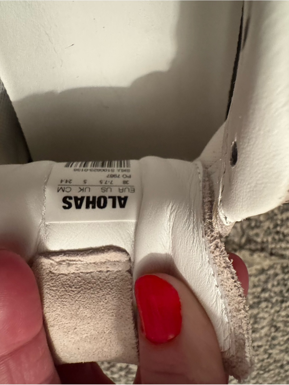 ALOHAS Suede Cream Leather Crochet-Trim Sneakers - Picture 5 of 8